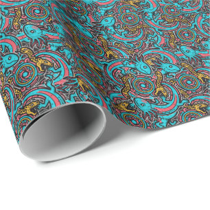 Aztec Axolotl Xolotl Tribal Pattern mythology boho Wrapping Paper
