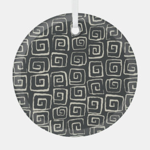 Aztec Background Vintage Retro Pattern Glass Ornament