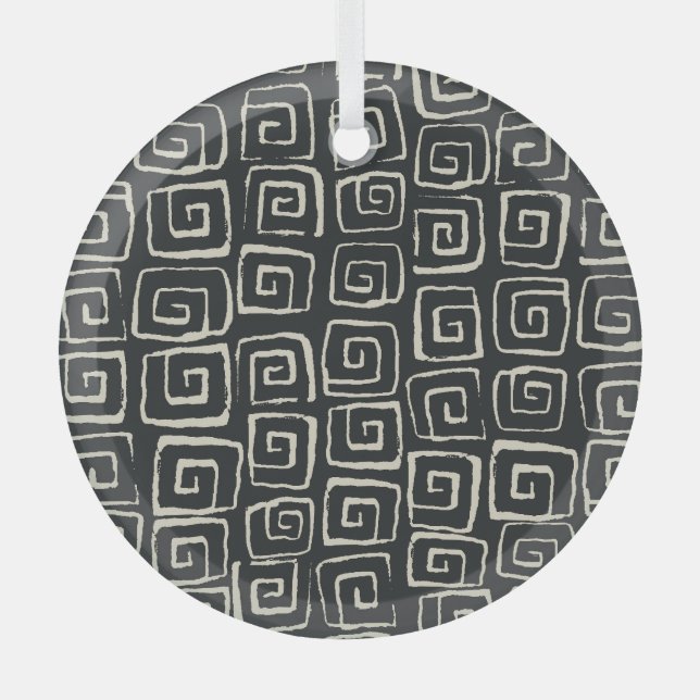 Aztec Background Vintage Retro Pattern Glass Ornament (Front)