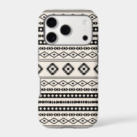 Aztec Black on Cream Mixed Motifs Pattern