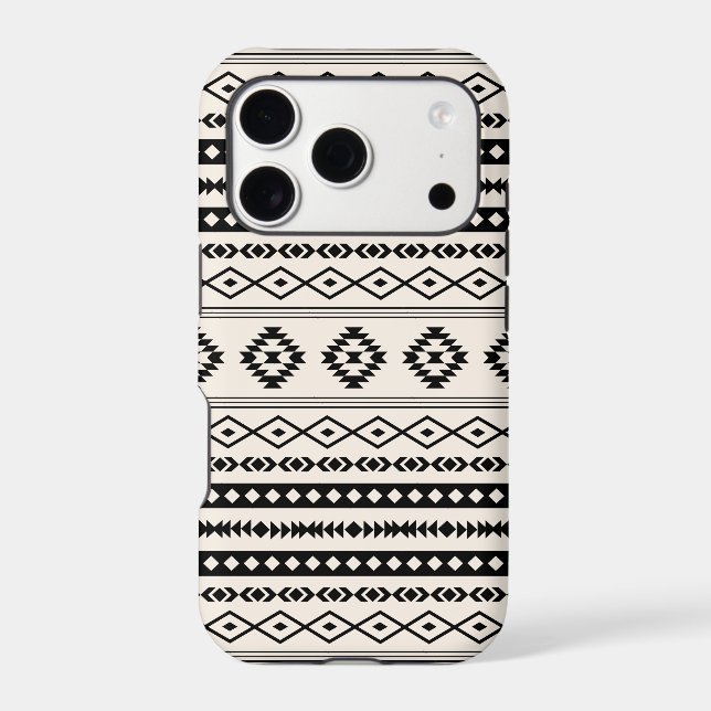 Aztec Black on Cream Mixed Motifs Pattern (Back)