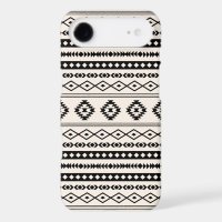 Aztec Black on Cream Mixed Motifs Pattern