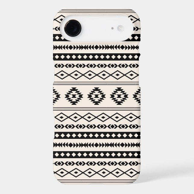 Aztec Black on Cream Mixed Motifs Pattern (Verso)