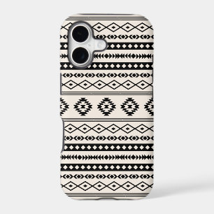 Aztec Black on Cream Mixed Motifs Pattern