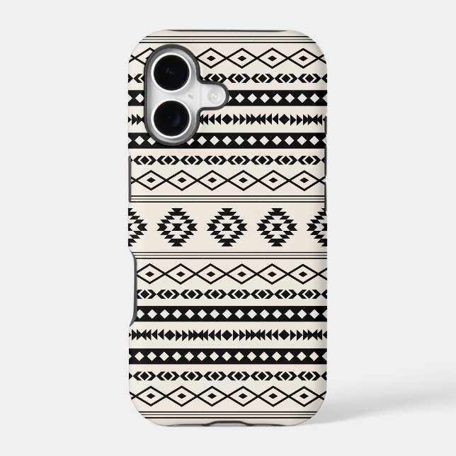 Aztec Black on Cream Mixed Motifs Pattern (Back)