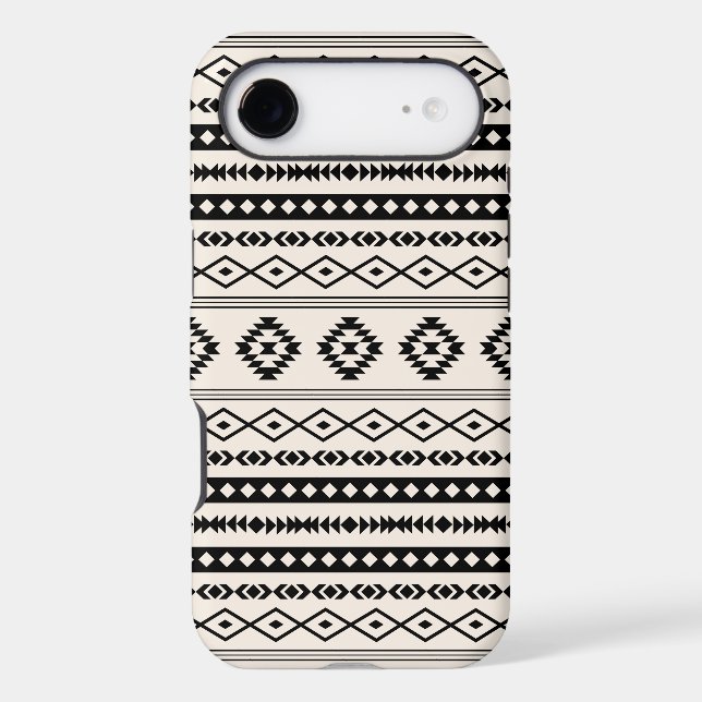 Aztec Black on Cream Mixed Motifs Pattern (Back)