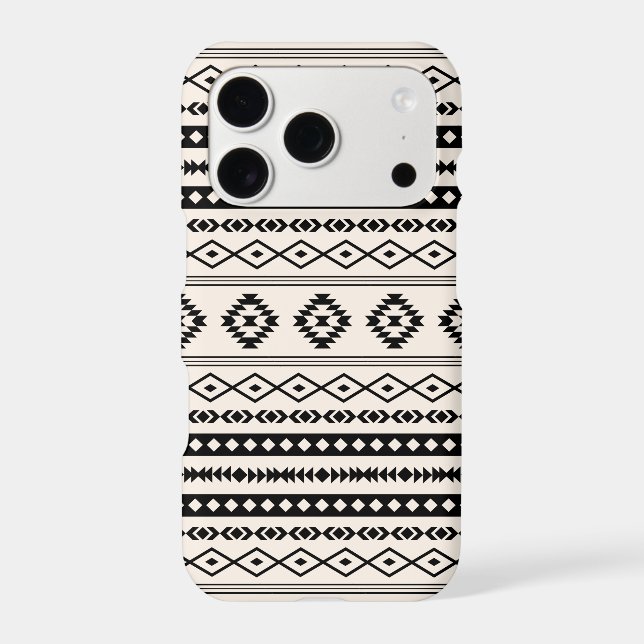 Aztec Black on Cream Mixed Motifs Pattern (Verso)