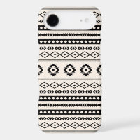 Aztec Black on Cream Mixed Motifs Pattern