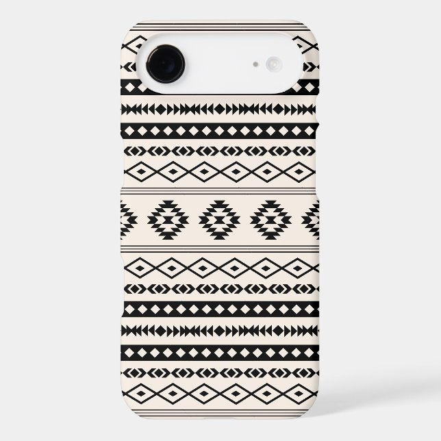 Aztec Black on Cream Mixed Motifs Pattern (Verso)