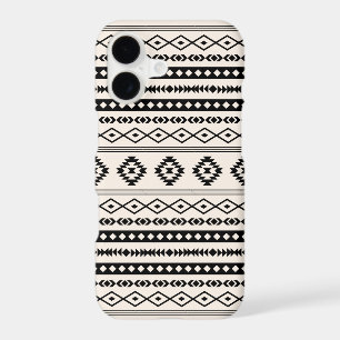 Aztec Black on Cream Mixed Motifs Pattern