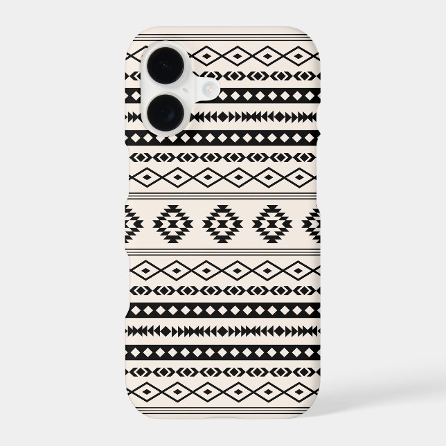 Aztec Black on Cream Mixed Motifs Pattern (Verso)