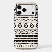 Aztec Black on Cream Mixed Motifs Pattern
