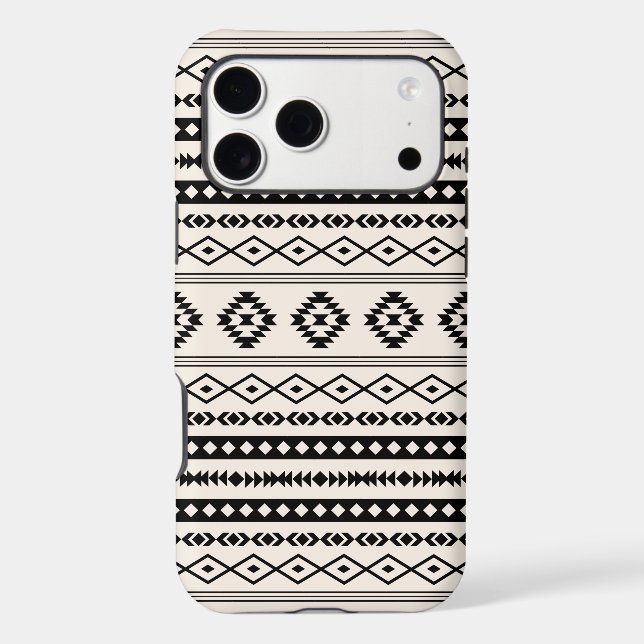 Aztec Black on Cream Mixed Motifs Pattern (Verso)