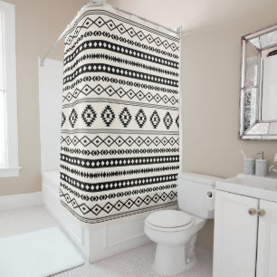 Aztec Black on Cream Mixed Motifs Pattern