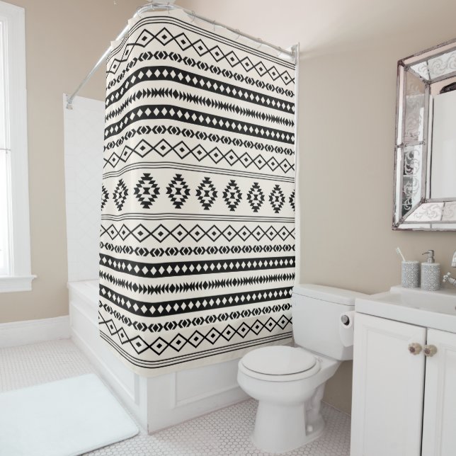Aztec Black on Cream Mixed Motifs Pattern (In Situ)
