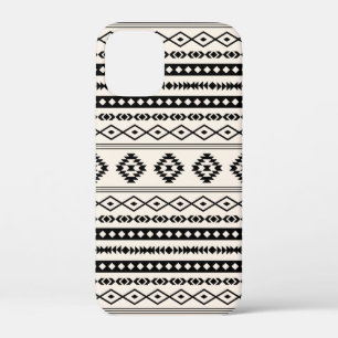 Aztec Black on Cream Mixed Motifs Pattern Case-Mat iPhone 12 Mini Case