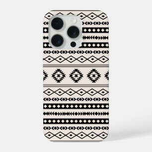 Aztec Black on Cream Mixed Motifs Pattern iPhone 15 Pro Case