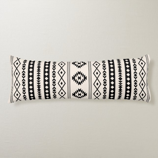 Aztec Black on Cream Mixed Motifs (V) Pattern Body Pillow (Front)