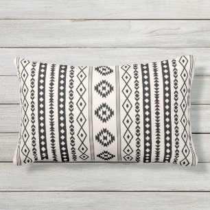 Aztec Black on Cream Mixed Motifs (V) Pattern Lumbar Pillow