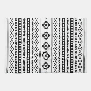 Aztec Black on White Mixed Motifs (V) Pattern Kitchen Towel