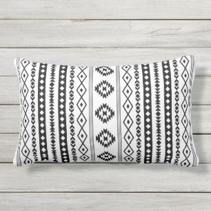 Aztec Black on White Mixed Motifs (V) Pattern Lumbar Pillow