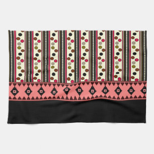 aztec black pokeadots kitchen towel