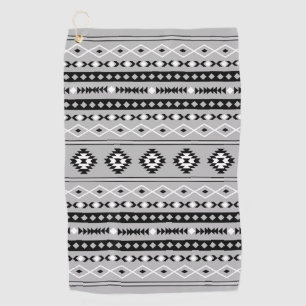 Aztec Black White Grey Mixed Motifs Pattern Golf Towel