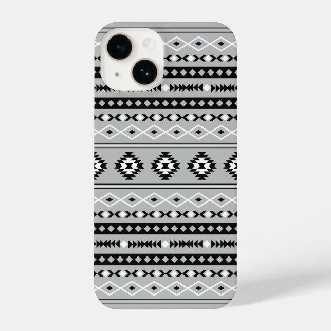 Aztec Black White Grey Mixed Motifs Pattern iPhone Case (Back)
