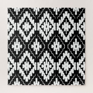 Aztec Black-White: Vintage Ethnic Print. Jigsaw Puzzle