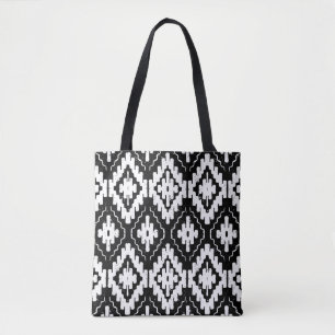 Aztec Black-White: Vintage Ethnic Print. Tote Bag