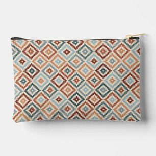 Aztec Block Symbol Pattern Teals Crm Terracottas Accessory Pouch