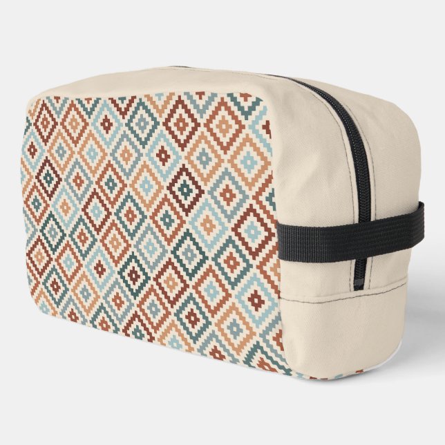 Aztec Block Symbol Pattern Teals Crm Terracottas Dopp Kit (Left Corner)