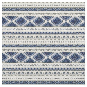 Aztec Blue and White Seamless Premium Fabric