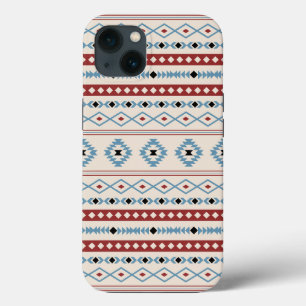 Aztec Blue Red Black Cream Mixed Motifs Pattern iPhone 13 Case