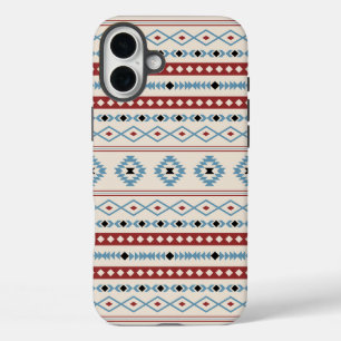 Aztec Blue Red Black Cream Mixed Motifs Pattern iPhone 16 Plus Case
