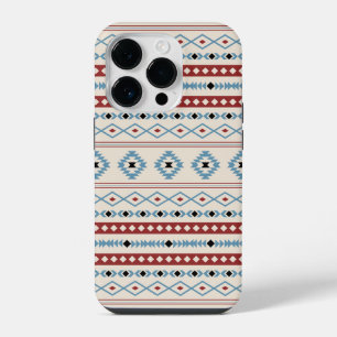 Aztec Blue Red Black Cream Mixed Motifs Pattern iPhone 14 Pro Case