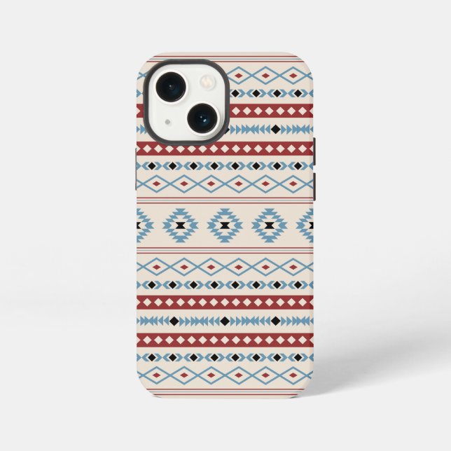 Aztec Blue Red Black Cream Mixed Motifs Pattern iPhone Case (Back)