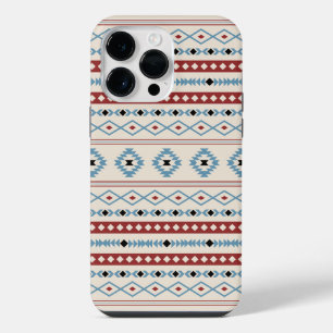 Aztec Blue Red Black Cream Mixed Motifs Pattern iPhone 14 Pro Max Case