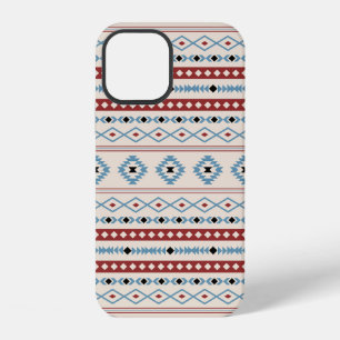 Aztec Blue Red Black Cream Mixed Motifs Pattern iPhone 12 Case