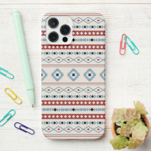 Aztec Blue Red Black Cream Mixed Motifs Pattern iPhone 12 Pro Max Case