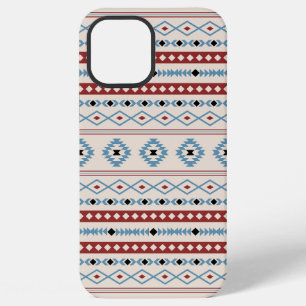 Aztec Blue Red Black Cream Mixed Motifs Pattern iPhone 12 Pro Max Case