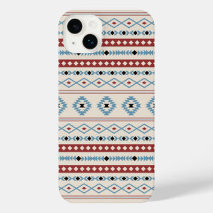 Aztec Blue Red Black Cream Mixed Motifs Pattern iPhone 14 Plus Case