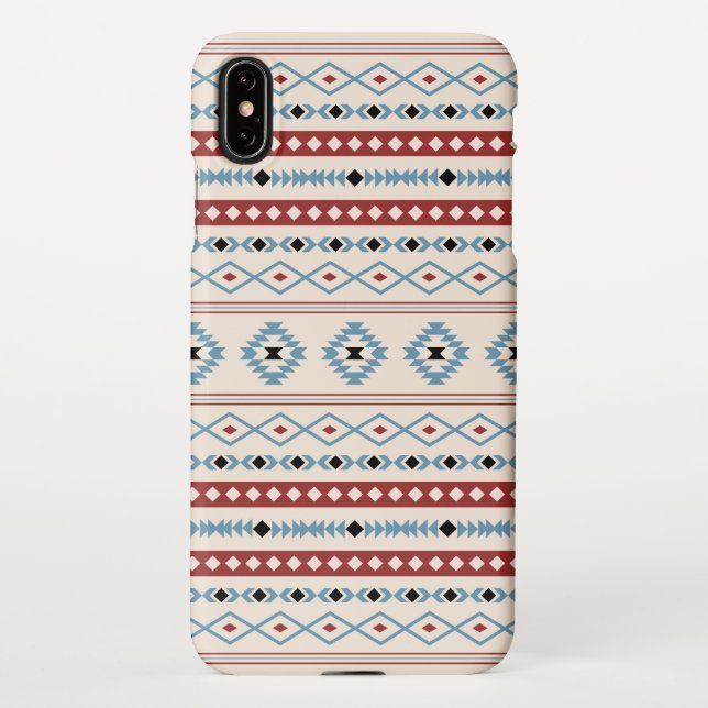 Aztec Blue Red Black Cream Mixed Motifs Pattern iPhone Case (Back)