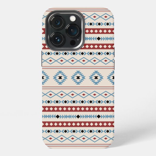 Aztec Blue Red Black Cream Mixed Motifs Pattern iPhone Case (Back)