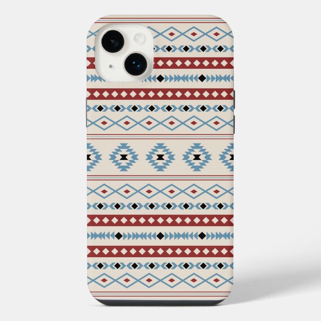 Aztec Blue Red Black Cream Mixed Motifs Pattern iPhone Case (Back)
