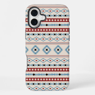 Aztec Blue Red Black Cream Mixed Motifs Pattern iPhone 16 Plus Case