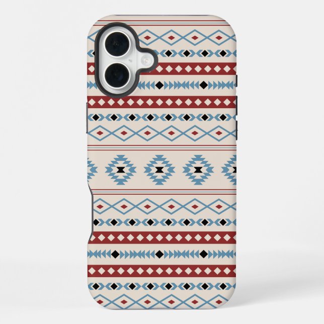 Aztec Blue Red Black Cream Mixed Motifs Pattern iPhone Case (Back)