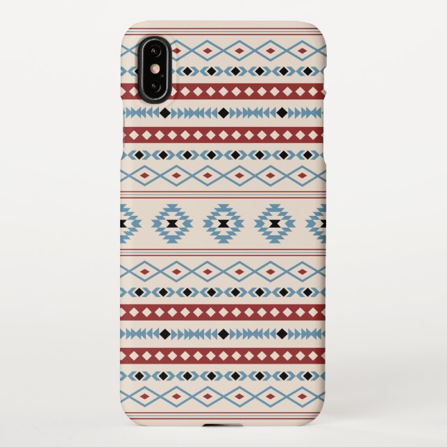 Aztec Blue Red Black Cream Mixed Motifs Pattern iPhone Case (Back)