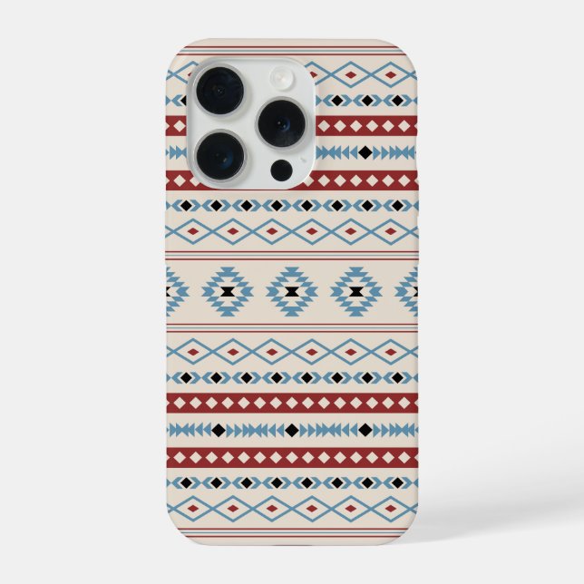 Aztec Blue Red Black Cream Mixed Motifs Pattern iPhone Case (Back)