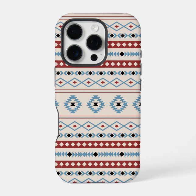 Aztec Blue Red Black Cream Mixed Motifs Pattern iPhone Case (Back)